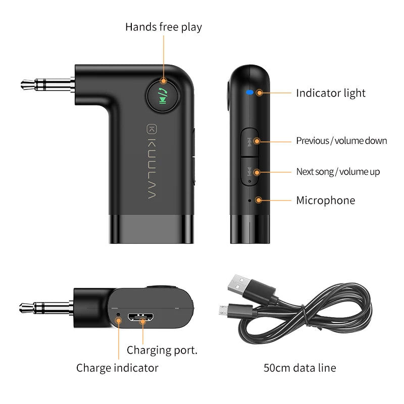 Bluetooth Receiver 5.0 3.5mm AUX Jack Kuulaa