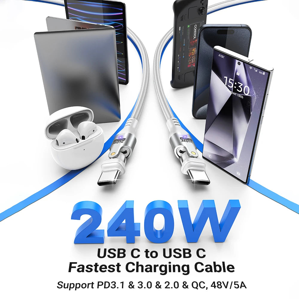 AUFU USB-C to USB-C 240W Fast Charging Cable 180°