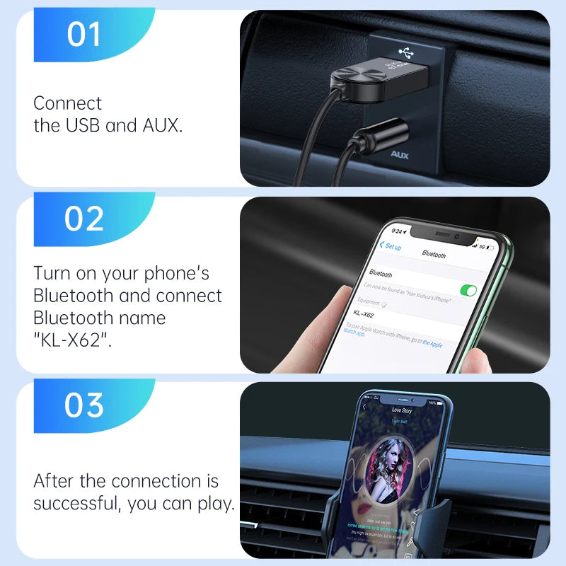 Bluetooth Aux Adapter Dongle USB To 3.5mm Jack Kuulaa