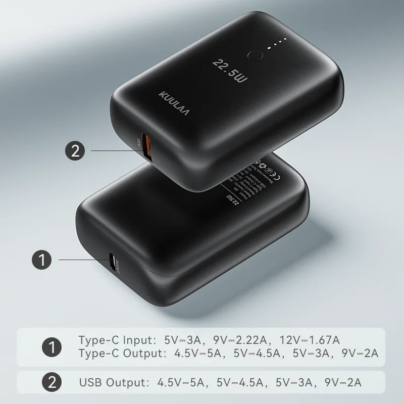 J08 10000mAh Power Bank 22.5W PD Fast Charging