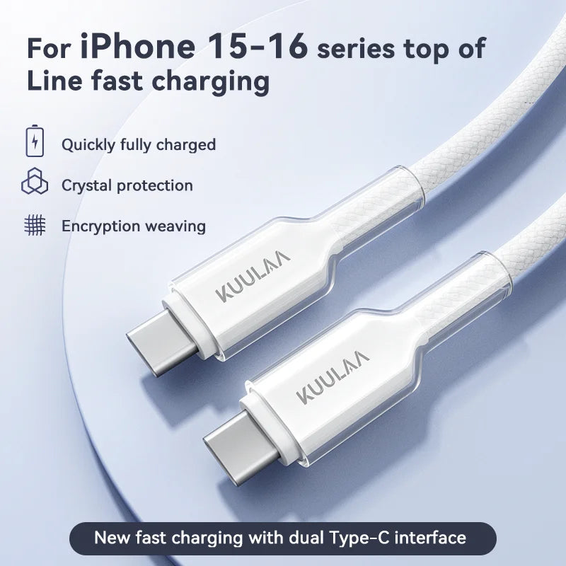 60W USB-C to USB-C Cable – Gradient Transparent Braided Design