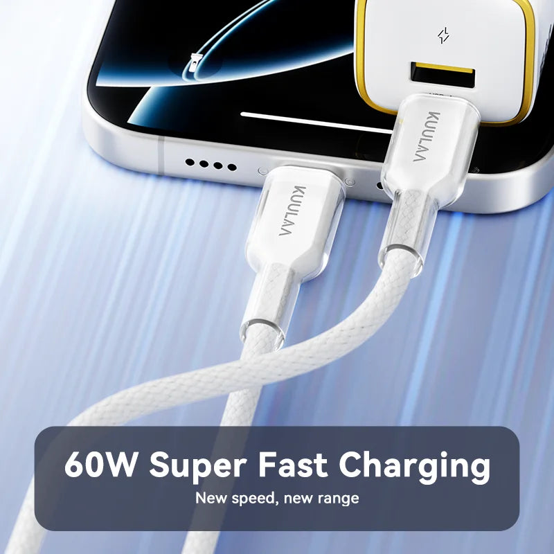 60W USB-C to USB-C Cable – Gradient Transparent Braided Design
