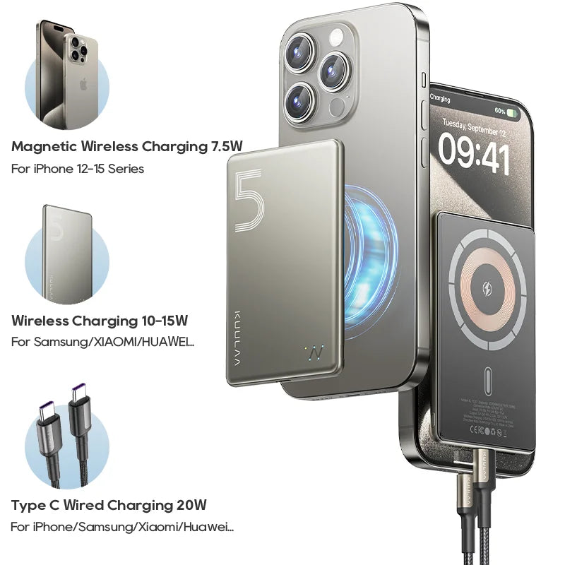 MagOn Power Bank 5000mAh Magnetic Ultra-Thin