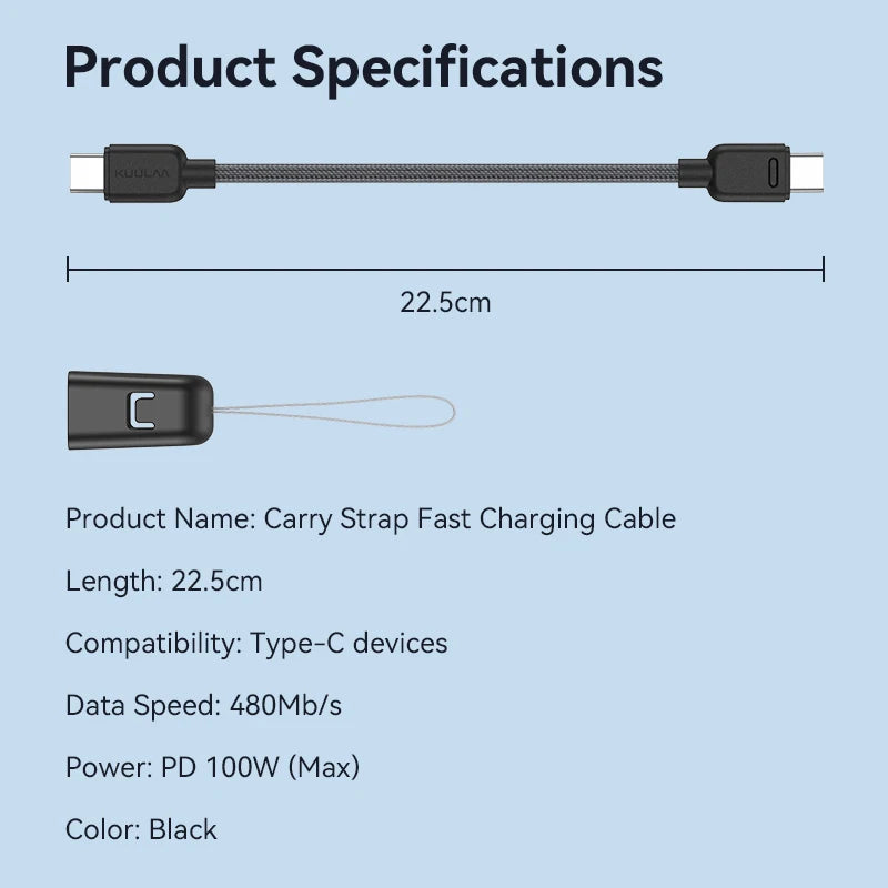 USB-C Fast Charging Cable with Carry Strap