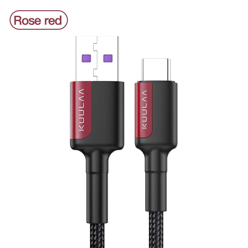 KULLAVI cable with rose red connectors on a white background