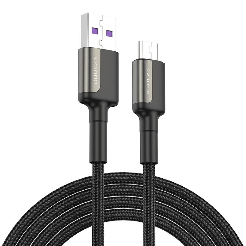 Black USB cable with connectors on a white background