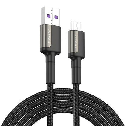 Black USB cable with connectors on a white background