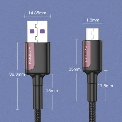 Two USB cables with measurements on a blue background