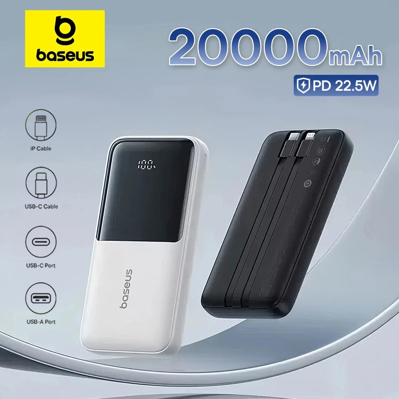 Baseus Lipow 20000mAh Power Bank with Built-in Cables