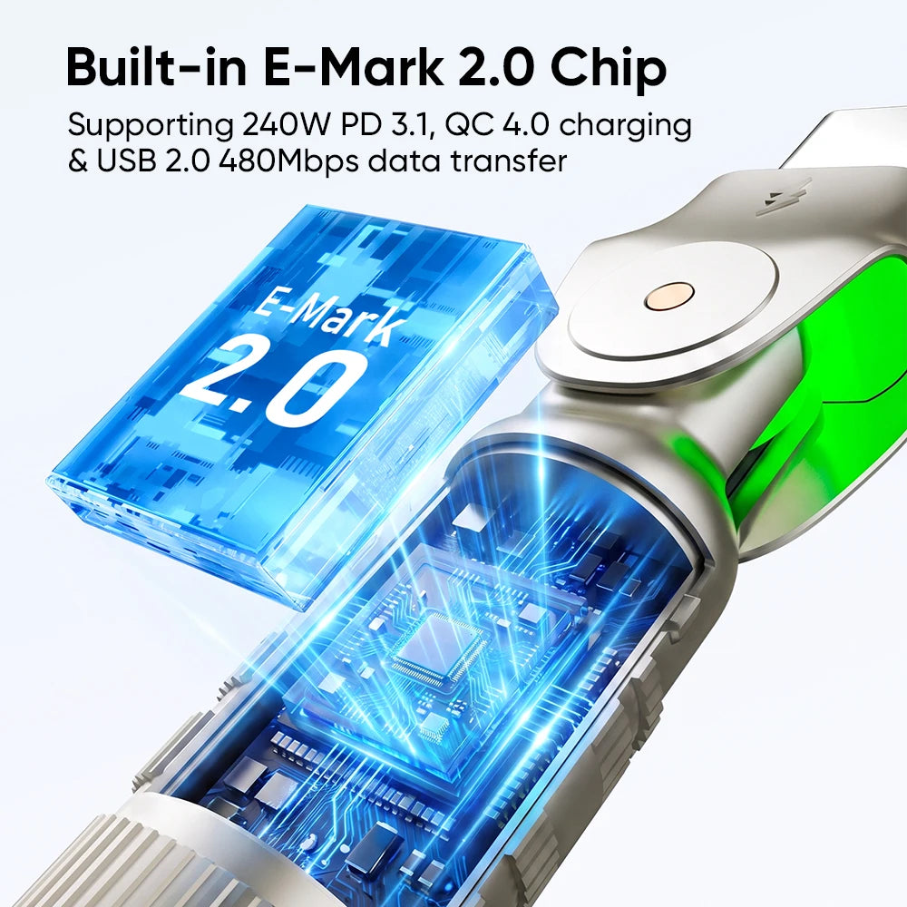 Kuulaa USB-C to USB-C 240W PD Cable 180° Rotation
