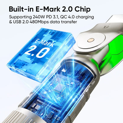 Kuulaa USB-C to USB-C 240W PD Cable 180° Rotation