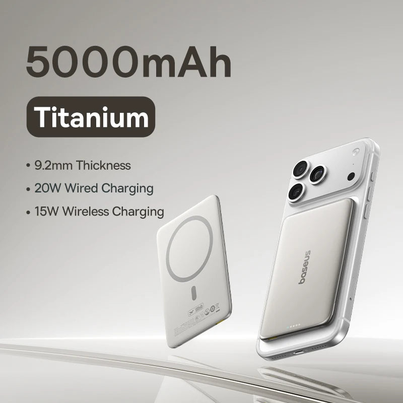 Smartphone with charging features on a gray background