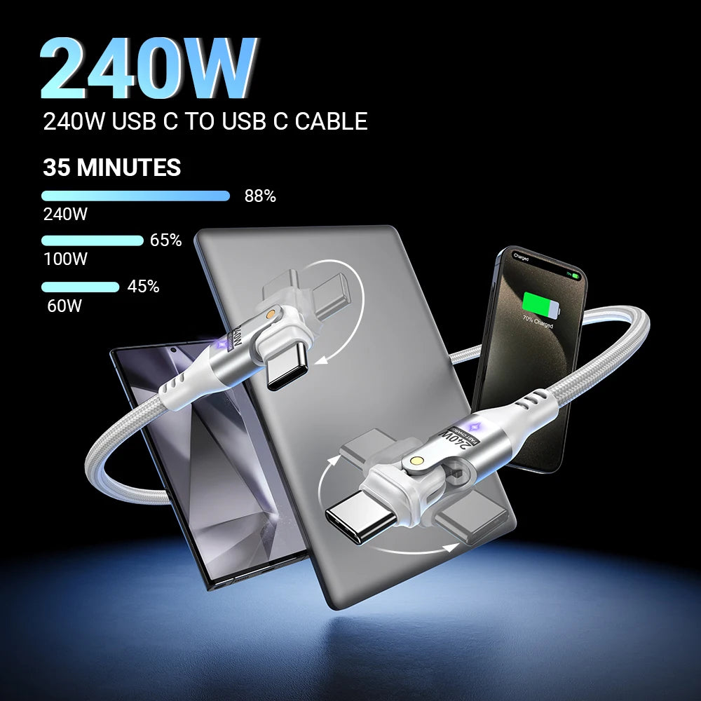 AUFU USB-C to USB-C 240W Fast Charging Cable 180°
