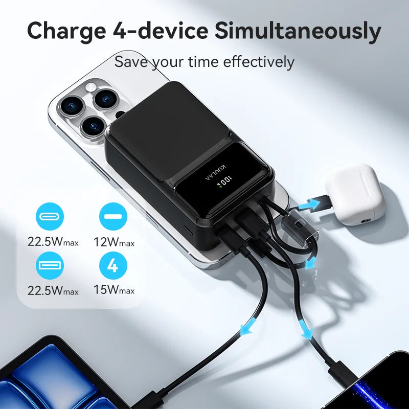 Kuulaa 30000mAh Power Bank with Built-in Cables 22.5W