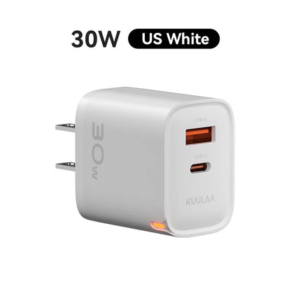 30W GaN PD Fast Charger with USB-A & USB-C Ports