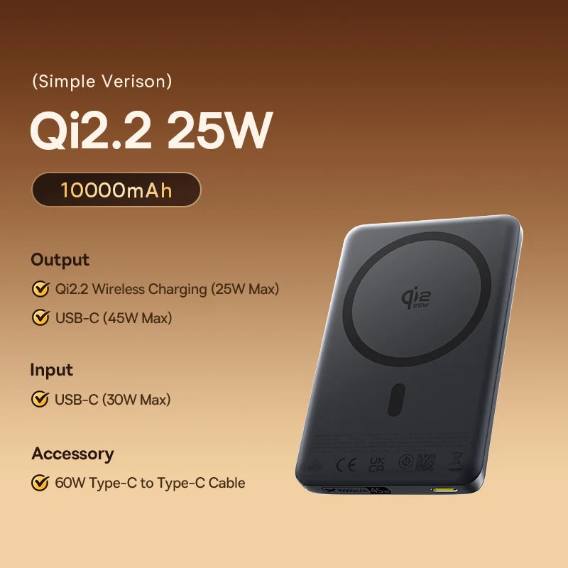 Baseus Qi2.2 Magnetic Power Bank 10000mAh 25W Wireless 45W PD