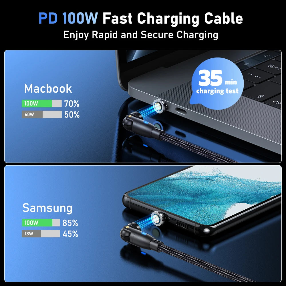 AUFU 100W Magnetic USB Type C Cable 5A Fast Charging