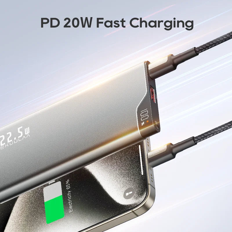 PD 20W fast charging cable and adapter on a light gray background