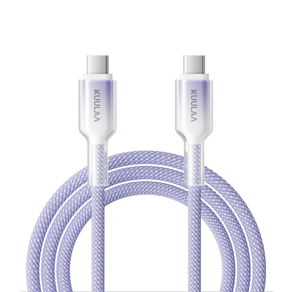 60W USB-C to USB-C Cable – Gradient Transparent Braided Design
