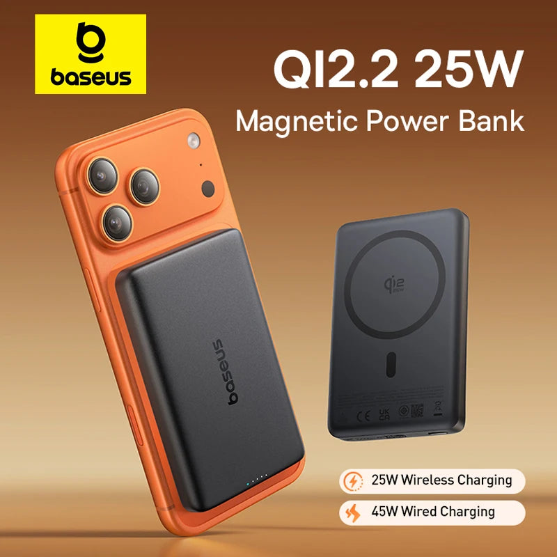 Baseus Qi2.2 Magnetic Power Bank 10000mAh 25W Wireless 45W PD