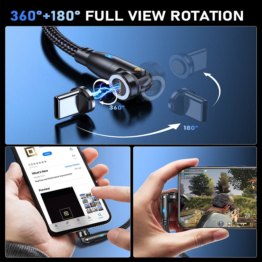 AUFU 100W Magnetic USB Type C Cable 5A Fast Charging