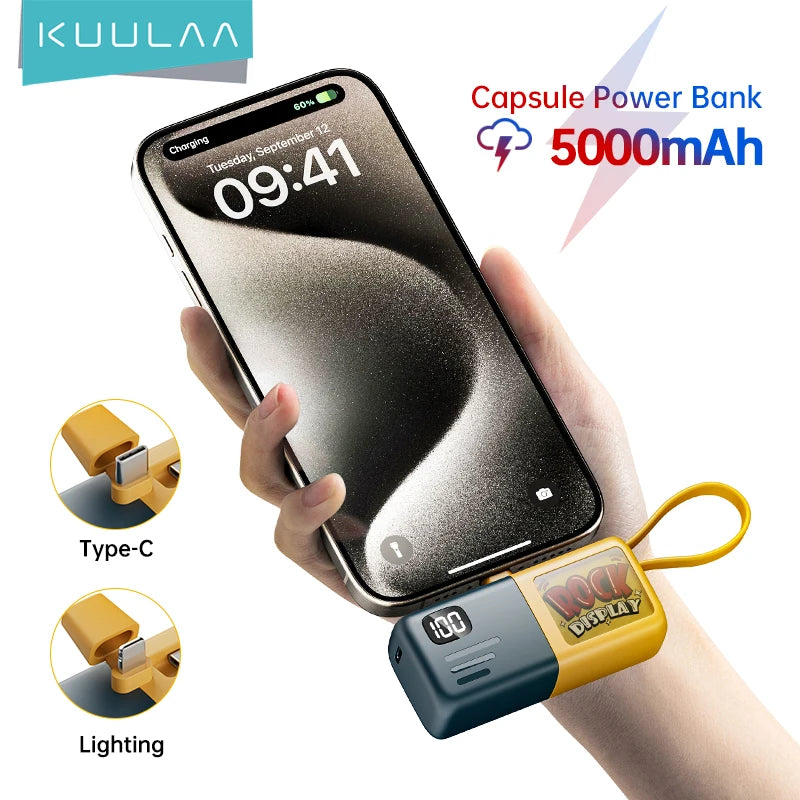 Shaking Capsule Power Bank 5000mAh With Cable Kuulaa