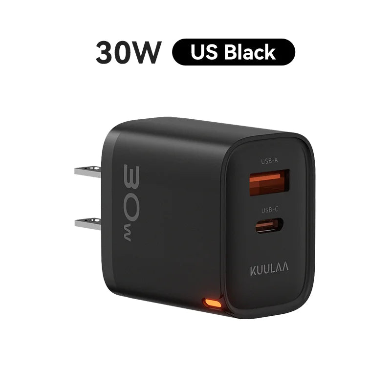 30W GaN PD Fast Charger with USB-A & USB-C Ports