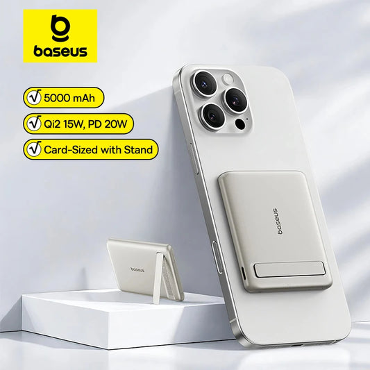 Baseus Qi2 Magnetic Power Bank 5000mAh Kickstand PD 20W