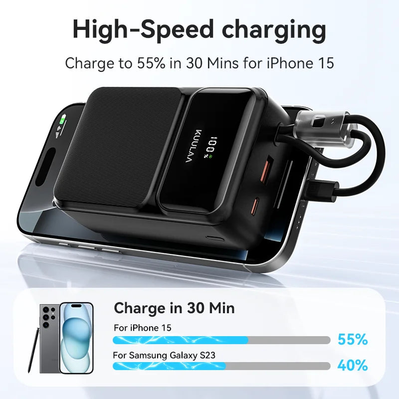 Kuulaa 30000mAh Power Bank with Built-in Cables 22.5W