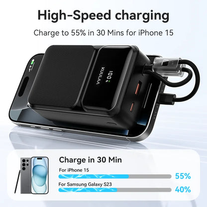 Kuulaa 30000mAh Power Bank with Built-in Cables 22.5W