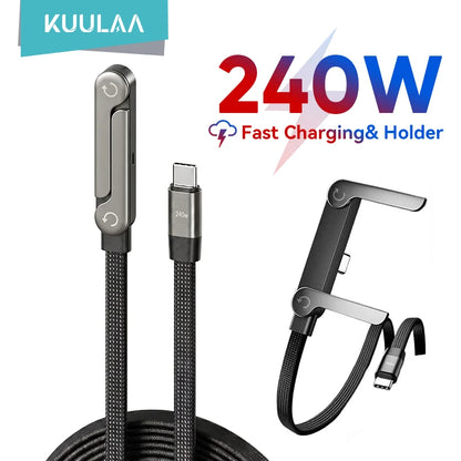 Kuulaa 2-in-1 USB-C Fast Charging Cable with Phone Stand