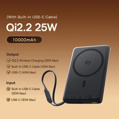 Baseus Qi2.2 Magnetic Power Bank 10000mAh 25W Wireless 45W PD