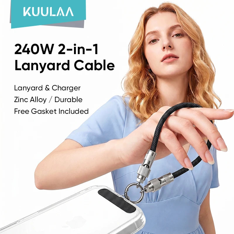 Kuulaa 2-in-1 USB-C Lanyard Charging Cable 240W
