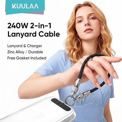 Kuulaa 2-in-1 USB-C Lanyard Charging Cable 240W