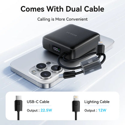 10000mAh Power Bank with Built-in Cables – 22.5W Fast Charging