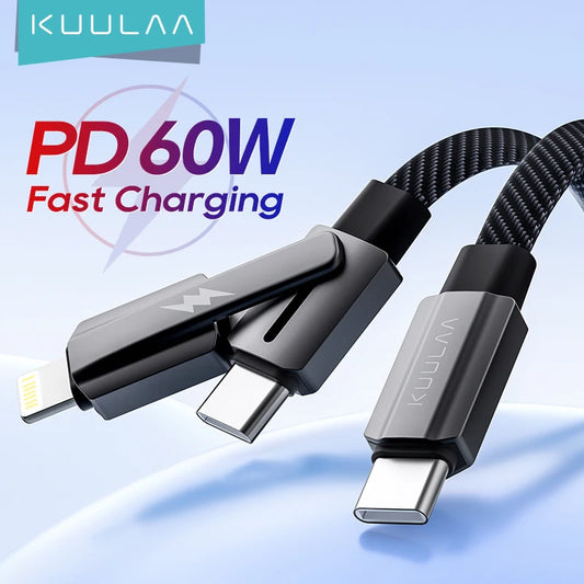2 in 1 USB C & Lightning Cable 60W PD Fast Charging