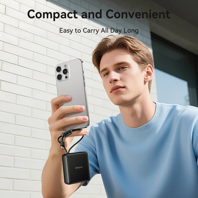 10000mAh Power Bank with Built-in Cables – 22.5W Fast Charging