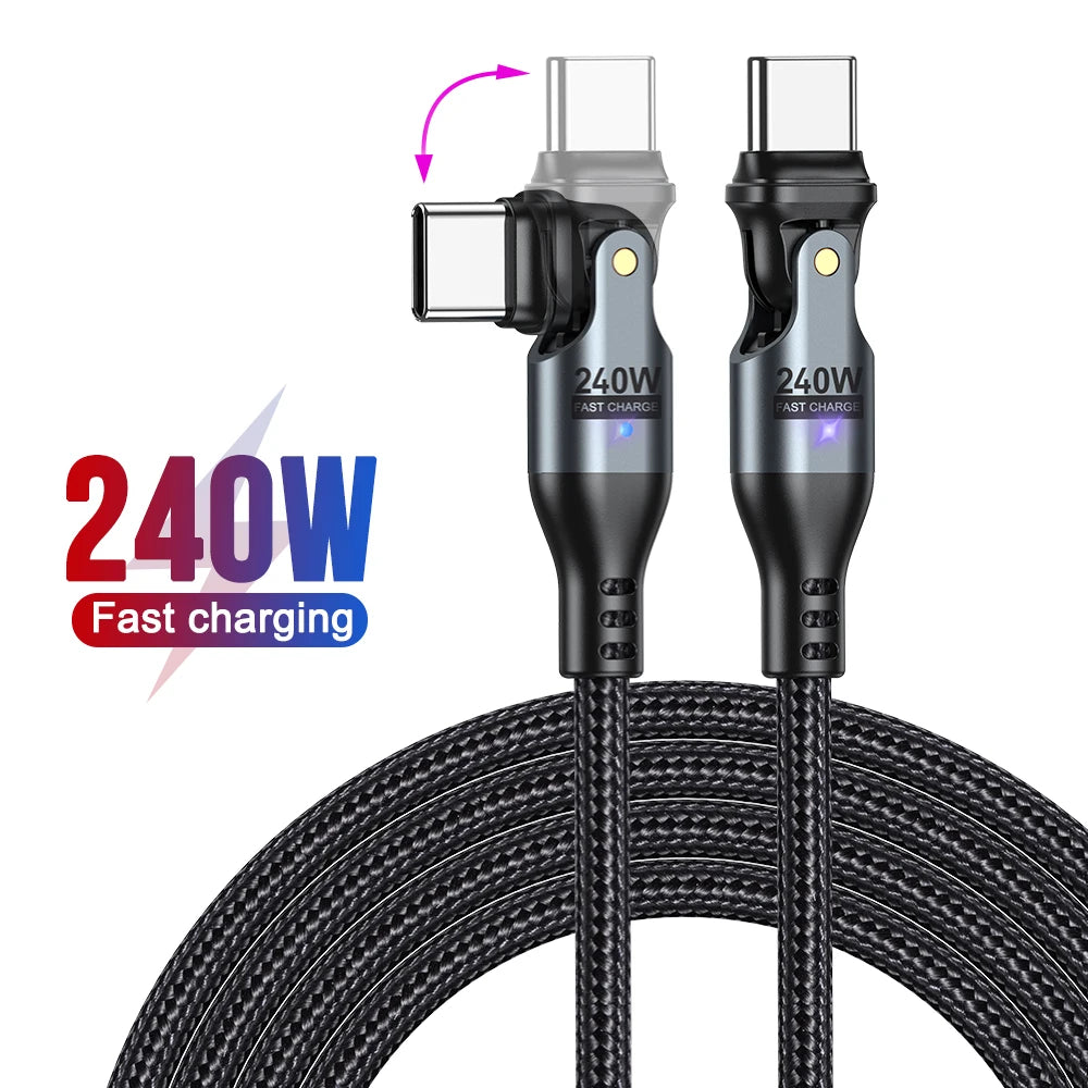 AUFU USB-C to USB-C 240W Fast Charging Cable 180°