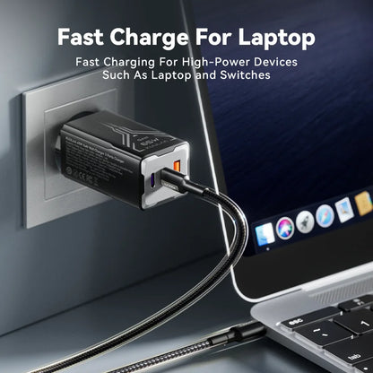GaN 65W Multi-Port Fast Charger – 3 USB Outputs
