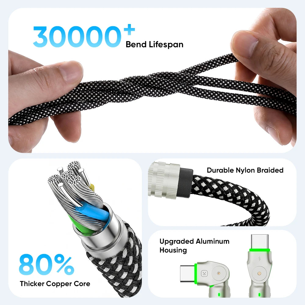 Kuulaa USB-C to USB-C 240W PD Cable 180° Rotation