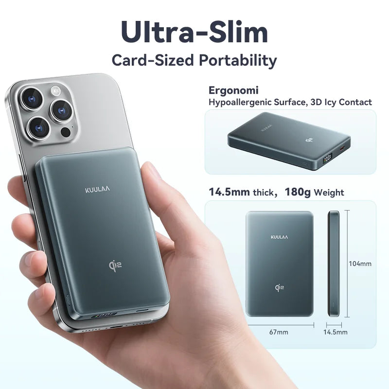 Qi2 Magnetic Power Bank 10000mAh 15W Wireless Charging