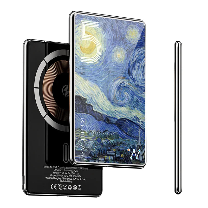 Smartphone with Van Gogh 'Starry Night' design on a white background