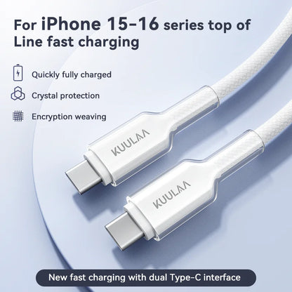 60W USB-C to USB-C Cable – Gradient Transparent Braided Design