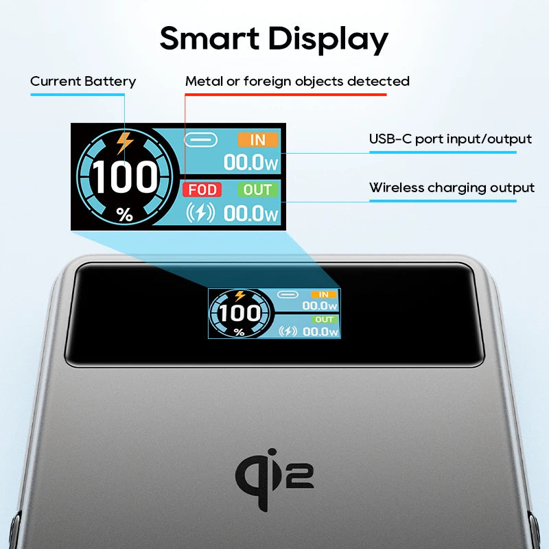 Smart display with charging indicators on a white background
