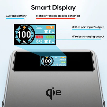 Smart display with charging indicators on a white background