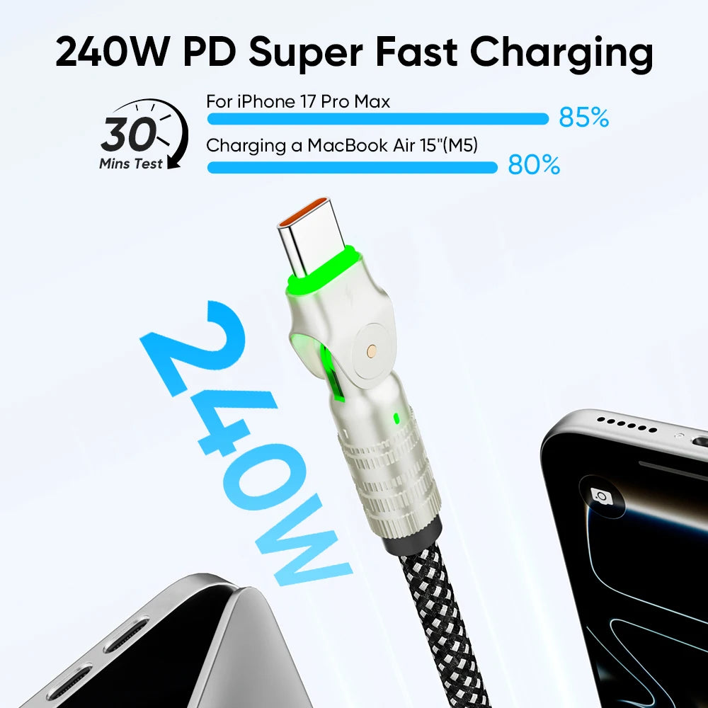 Kuulaa USB-C to USB-C 240W PD Cable 180° Rotation