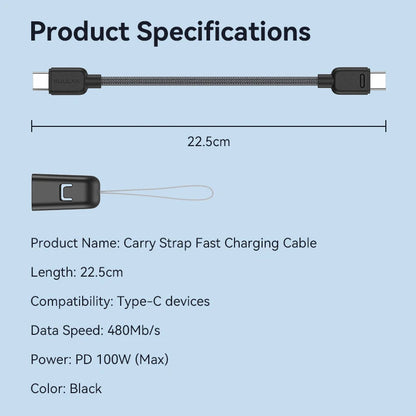 USB-C Fast Charging Cable with Carry Strap