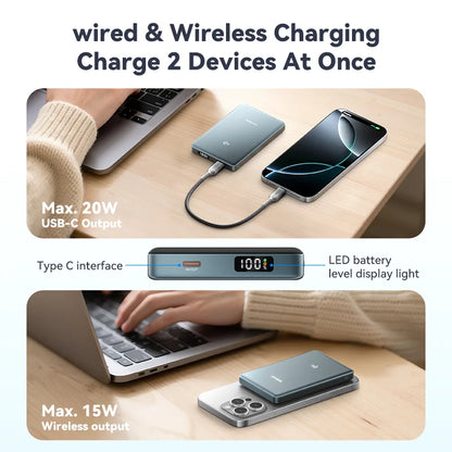 Qi2 Magnetic Power Bank 10000mAh 15W Wireless Charging