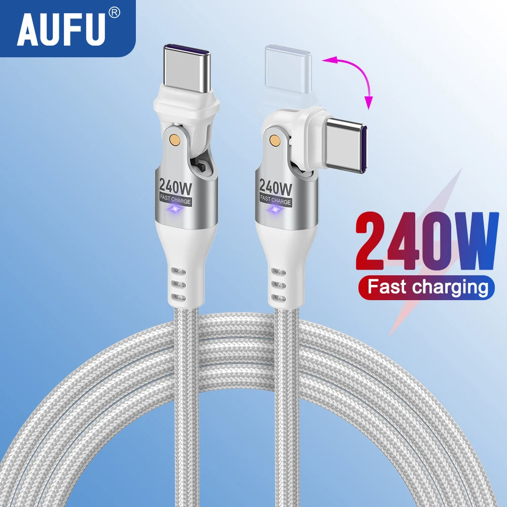 AUFU USB-C to USB-C 240W Fast Charging Cable 180°